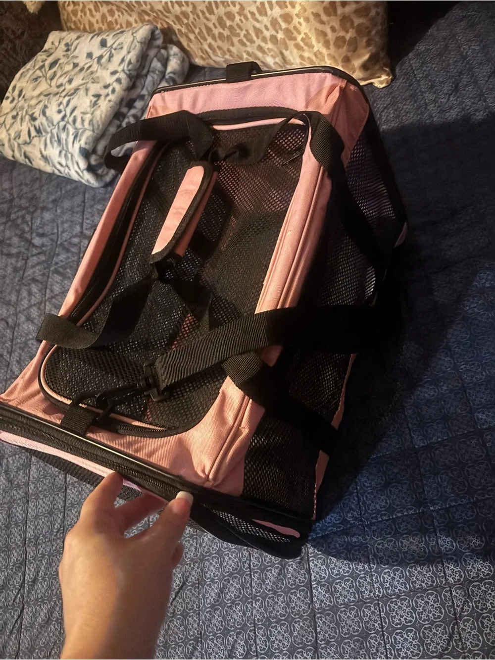 Soft-Side Pink Small Pet Carrier with Mesh Ventilation
